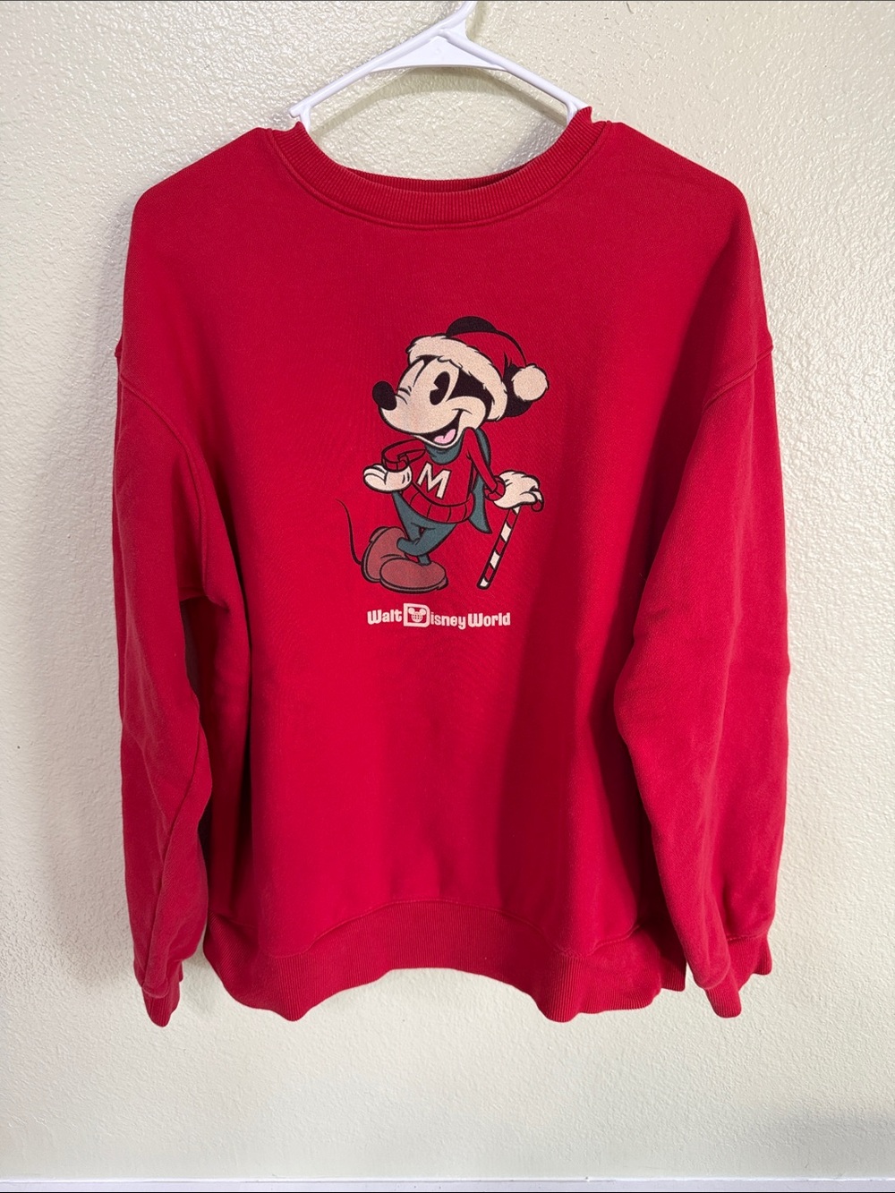 Disney Red Mickey Mouse Holiday Crewneck Sweatshirt - Men
